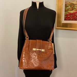 Patricia Nash Larone Tooled Leather Shoulder Bag Florence Cognac – NWT